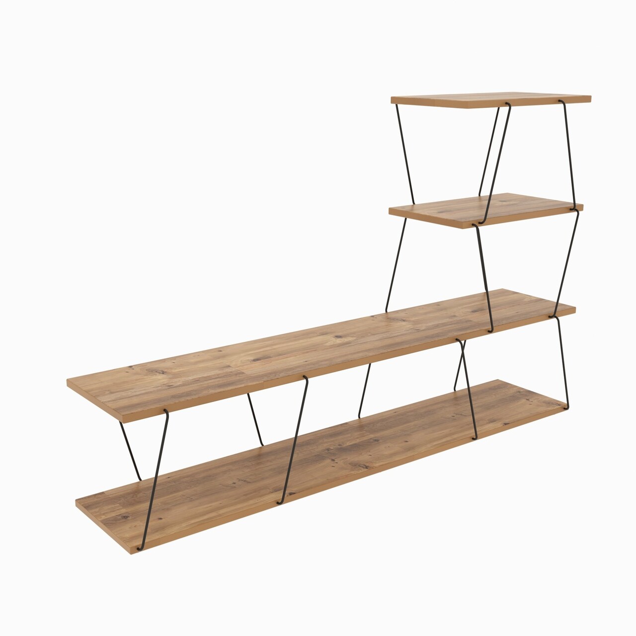 Set mobilier living, Hanah Home, Basak, Pin Atlantic / Negru - view 4