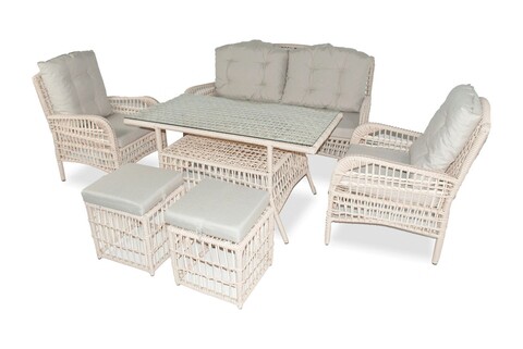 Set mobilier de gradina, jumilla, lady pouffe, crem