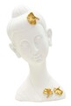 Figurina /sculptura decorativa  Buddha -A, Mauro Ferretti, 21.5x16x35 cm, polirasina, alb/auriu