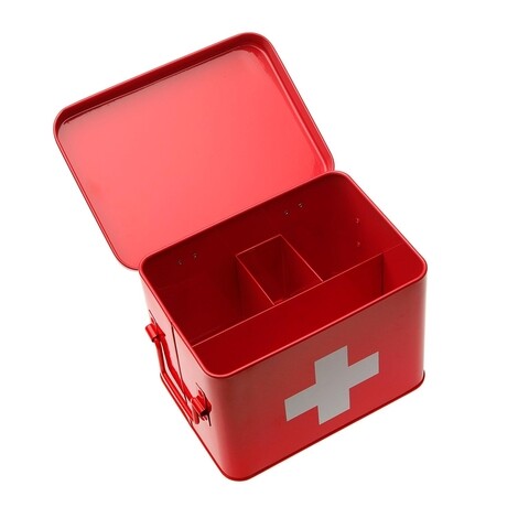 Cutie pentru accesorii de prim ajutor First Aid Kit, Versa, 21.5 x 14.3 x 15.7 cm, otel, rosu