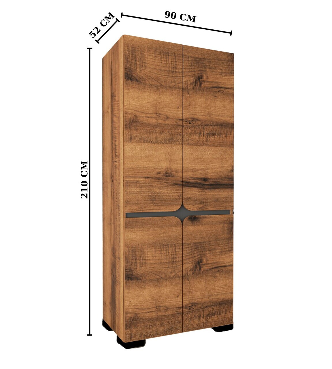Dulap pentru haine, Hanah Home, Floransa Star 90, 90x210x52 cm, PAL MELAMINAT, Maro — imaginea 5