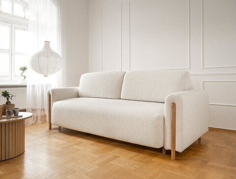 Canapea extensibila 3 locuri, ELTAP, SO-ARC-OA-01JAF, Arcadova, 244x97x97 cm, lemn/poliester, alb/stejar