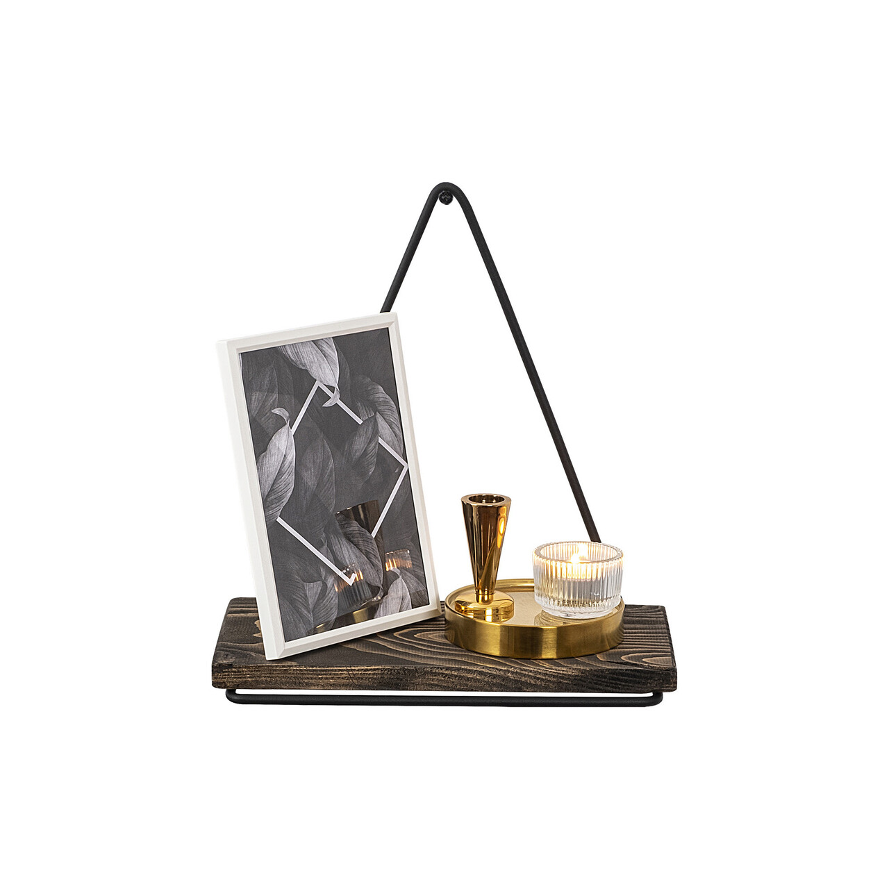 Raft de perete, Hanah Home, Begonia, 27x28x15 cm, Negru / Nuc Inchis - view 4