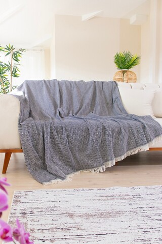 Cuvertura de pat, Woven Cozy - Black, Tabu Home, 80% bumbac / 20% poliester