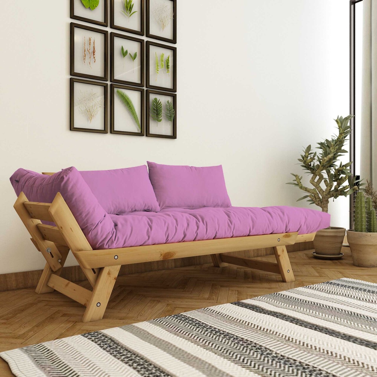 Canapea de gradina cu 2 locuri, Hanah Home, CPT8168-210, Natural / Roz - view 2