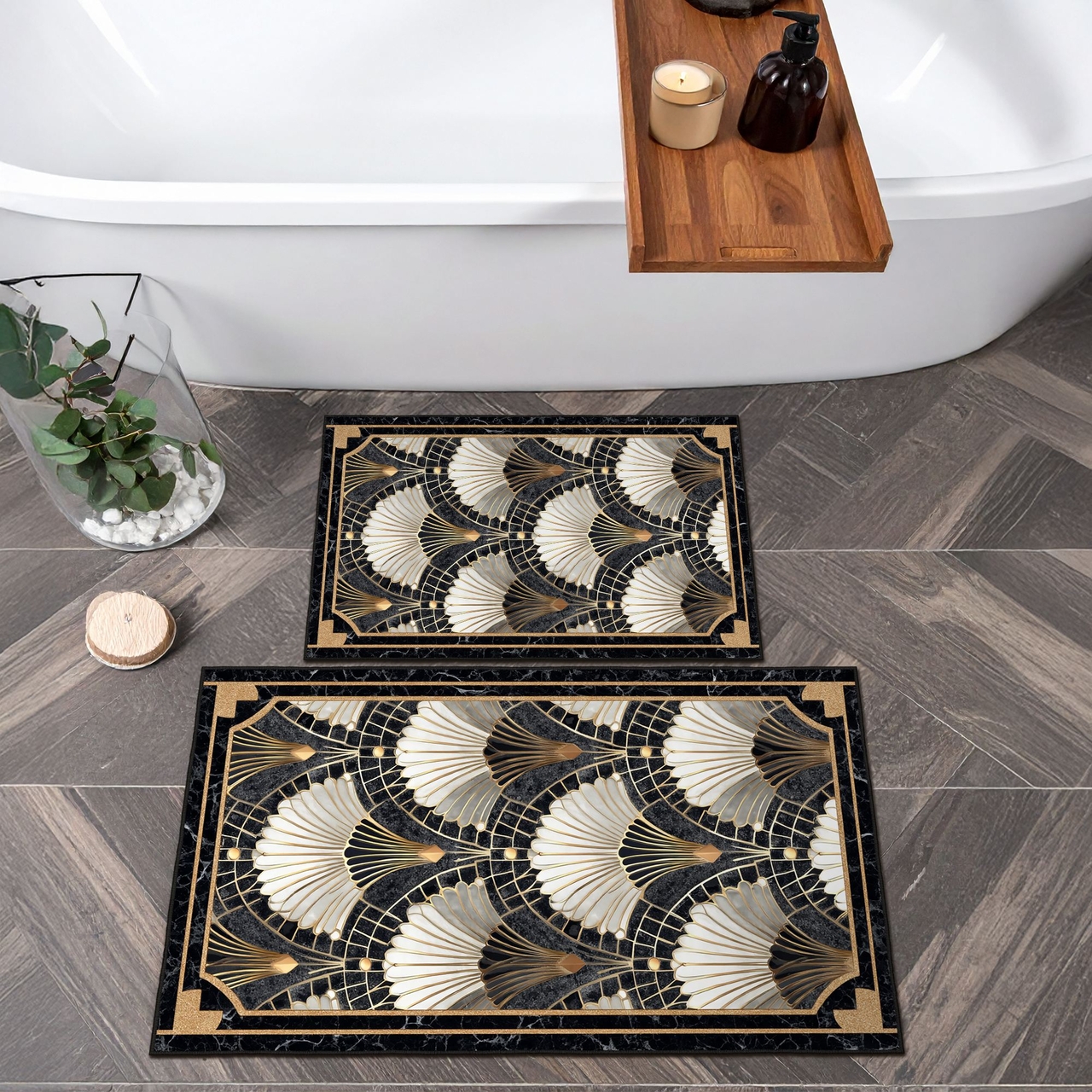 Set covorase de baie, L'essentiel Maison, Asr15, Negru - view 3