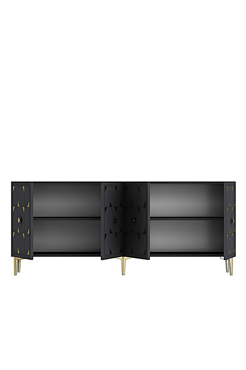 Consola, Hanah Home, Moka 150, 150x75x32 cm, Antracit / Aur — imaginea 6