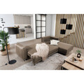Coltar extensibil dreapta 4 locuri ELTAP, RT-20NU, Dalia, 289x190x95 cm, lemn/poliester, maro deschis