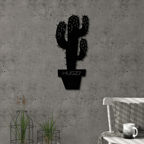 Decoratiune de perete, hugz, metal, dimensiune: 40 x 40 cm, negru