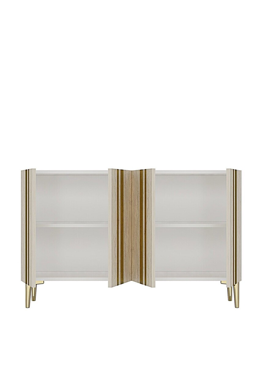 Consola, Hanah Home, Mia 120, 120x75x32 cm, White / Travertine / Gold — imaginea 5