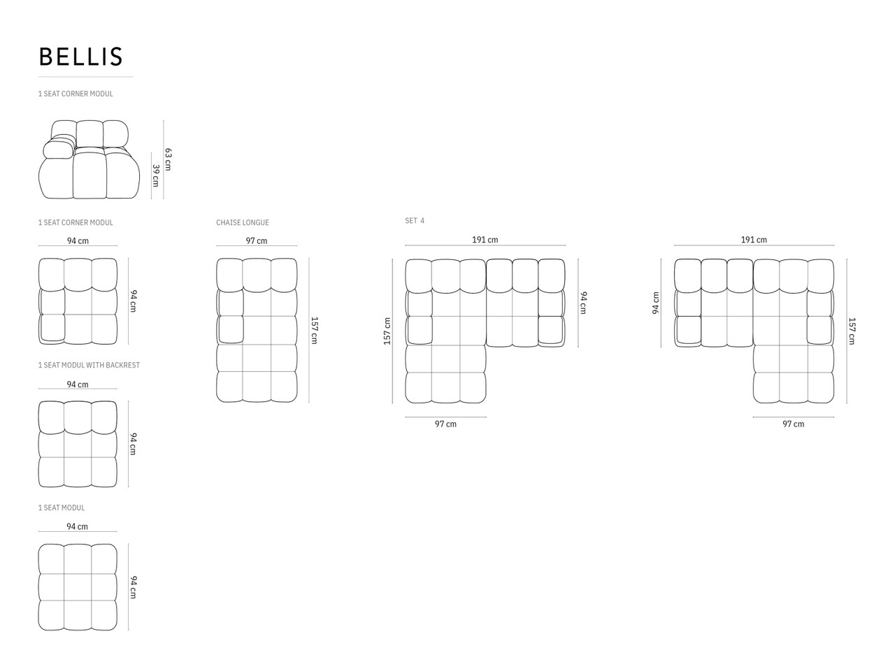 Coltar modular dreapta 3 locuri, Bellis, Micadoni Home, BL, 191x157x62 cm, catifea, galben