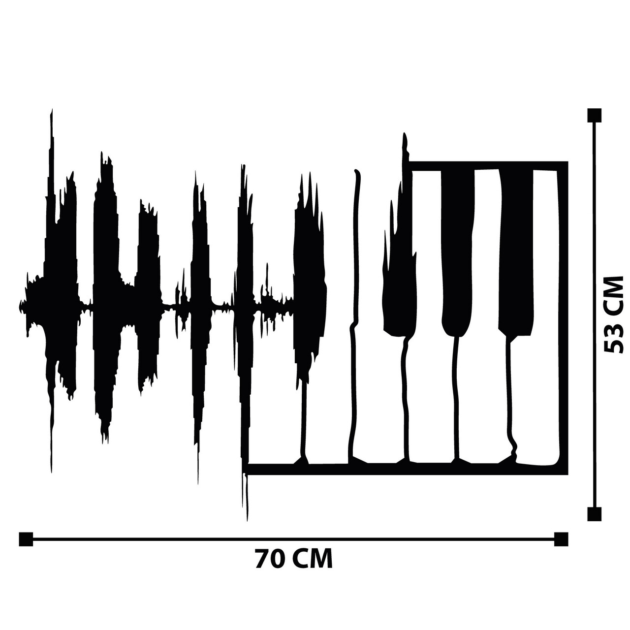 Decoratiune de perete, My Music v2, metal, 70 x 53 cm, negru