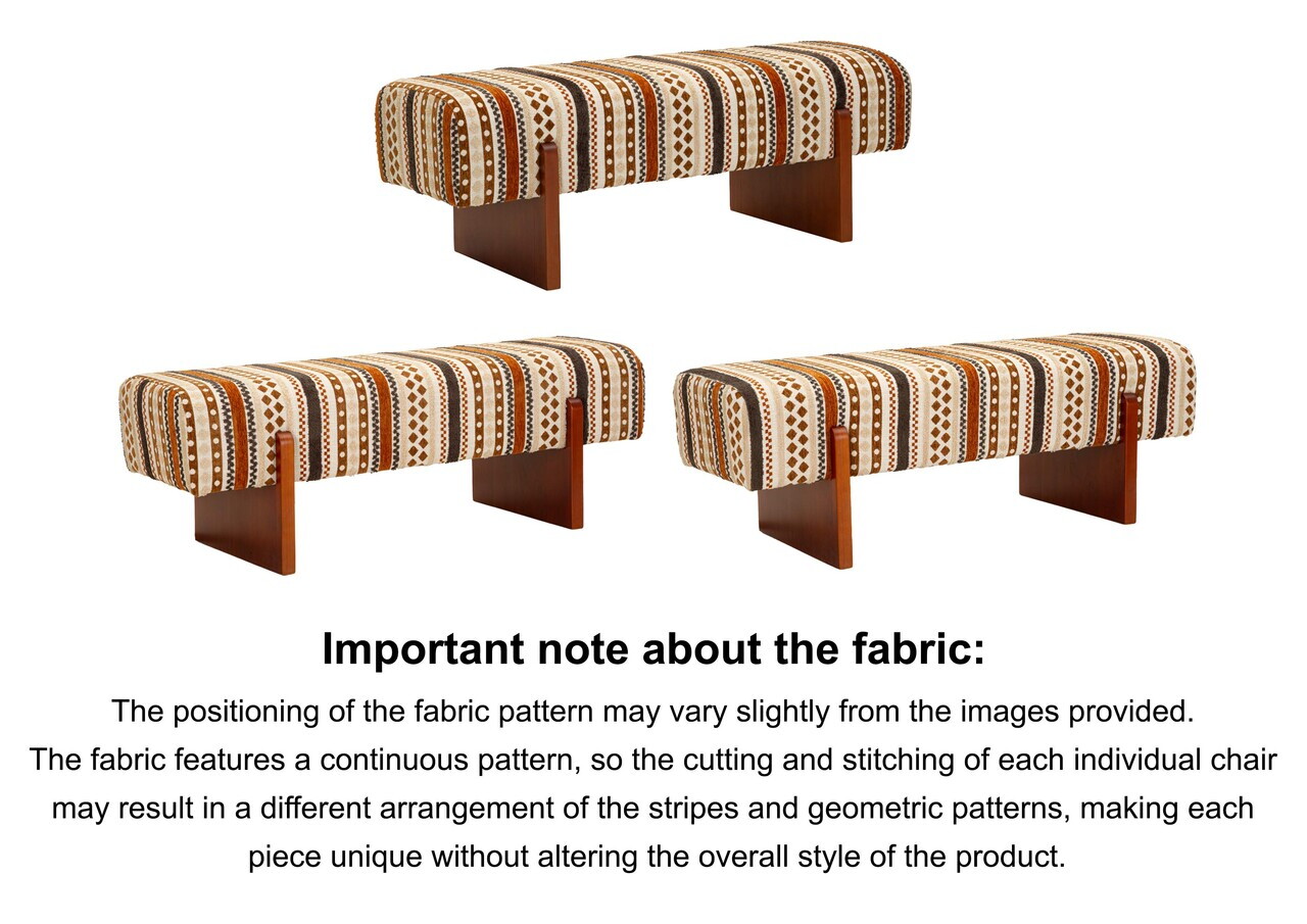 Bancheta, Mauro Ferretti, Ethnic, 120x45x43 cm, poliester/lemn masiv, multicolor — imaginea 9
