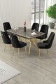 Set masa extensibila si scaune (7 piese), Hanah Home, Nis, Antracit / Aur / Negru