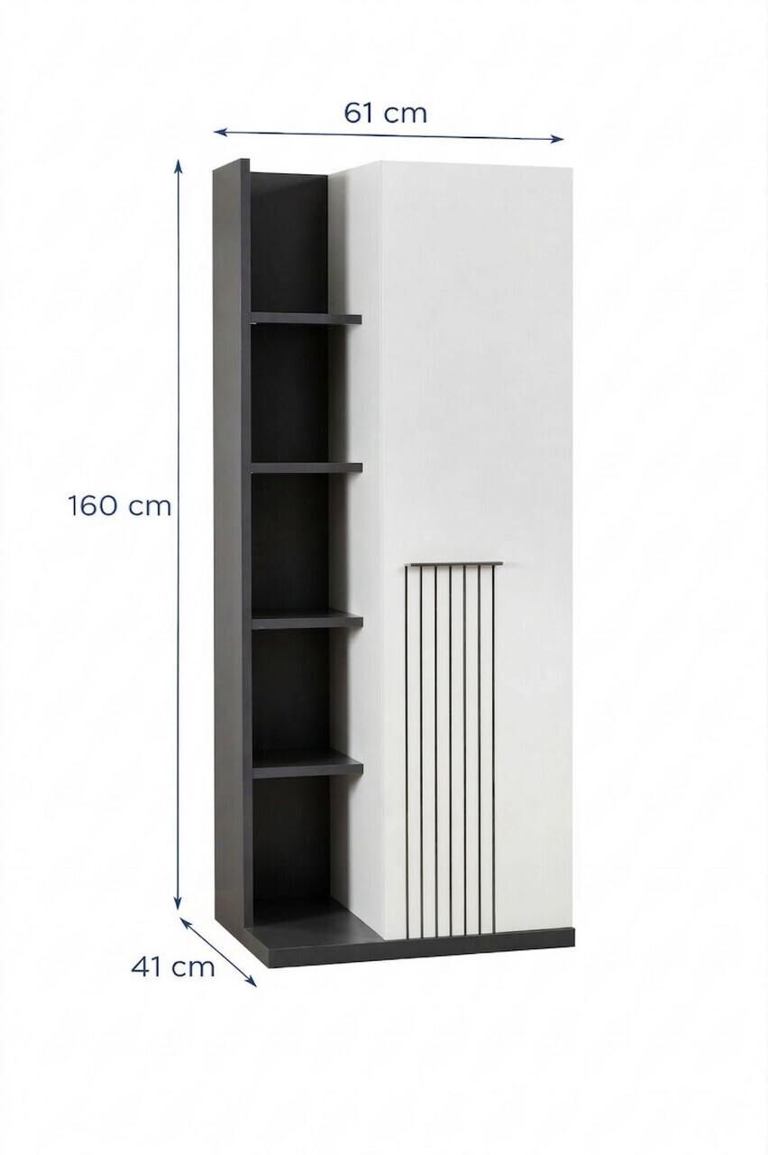 Corp biblioteca, Hanah Home, Relax, 61x160x41 cm, PAL, Alb / Antracit / Galben / Maro - view 3