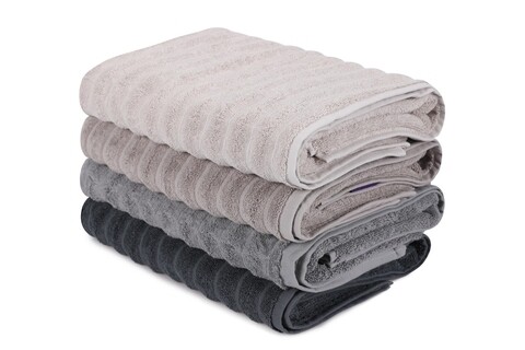 Set 4 prosoape de baie 406, Beverly Hills Polo Club, 70x140 cm, bumbac, gri