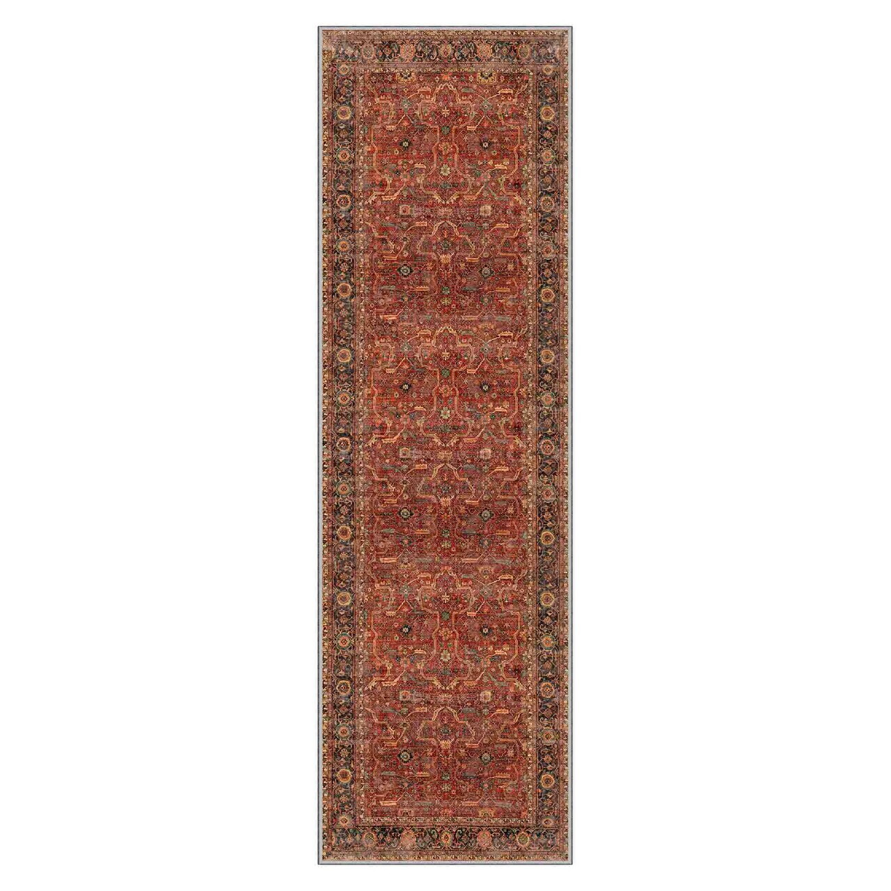 Covor, Wooylk002, 80x150 cm, Poliester, Roșu-cărămidă / Cămilă / Negru — imaginea 2