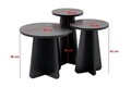 Set masute 3 piese, Nordure, Lume, PAL, Negru