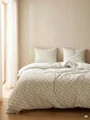 Lenjerie de pat King Size, EC Clover, Homla, 200x220 cm, 3 piese, bumbac, alb/verde