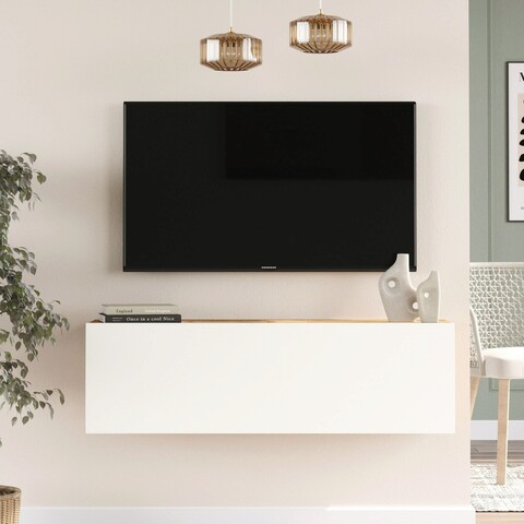 Comoda tv, locelso, fr12-aw, 100x29.1 cm, pin atlantic / alb