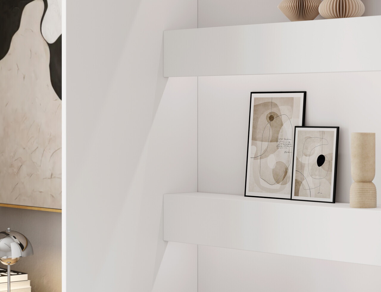 Pat rabatabil vertical cu biblioteca, 140x200 cm, ELTAP, Devesto, PAL/metal, alb - view 8