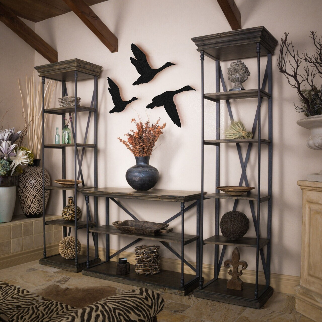 Set de accesorii decorative de perete din metal, DK-FLY-BR102, Dimensiune: 34 x 31 cm (1 bucată), Negru