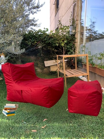 Set fotolii tip puf (2 piese), Pufito, 535PFT1211, Poliester, Rosu