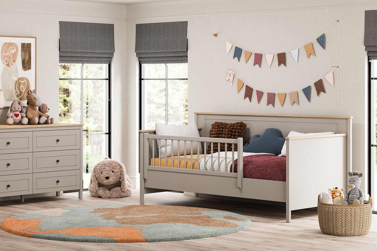 Pat de zi Hanah Home Sento 218.6x100x100.6 cm PAL MELAMINAT Gri / Stejar