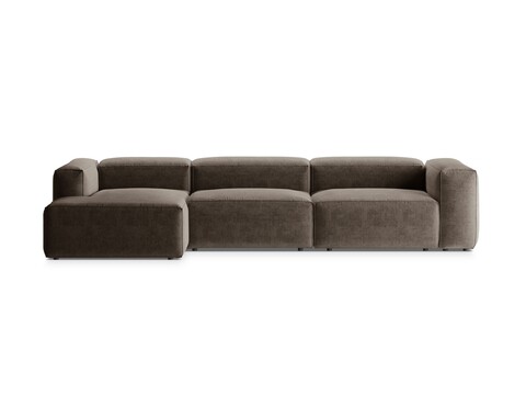 Coltar stanga 4 locuri, Bergamo, Cosmopolitan Design, 344x152x70 cm, tesatura structurata, cappuccino