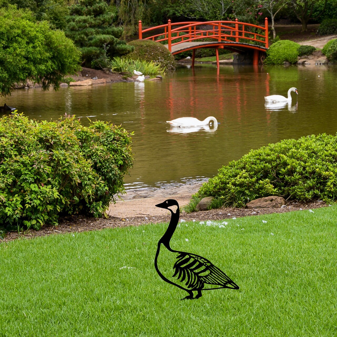 Obiect decorativ de grădină, Goose 03, 60x37 cm, Negru - view 3