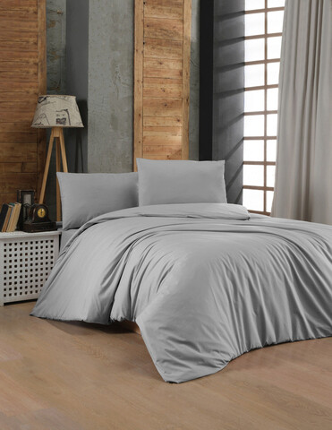 Lenjerie de pat dubla (eu) (it), light grey, patik, bumbac ranforce