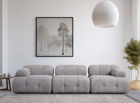 Canapea 3 locuri, Atelier del Sofa, 560ARE1557, Lemn de fag / PAL, Gri deschis