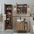 Set Dulap de Baie cu Chiuvetă și Oglindă (3 Piese), Hanah Home, 2483, MDF, Maro