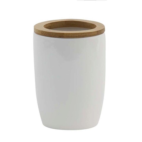 Suport periute si pasta de dinti Lavado, Jotta, 8.5x8.5x11.5 cm, ceramica, alb