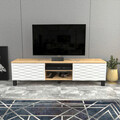 Comoda TV, Retricy, Lukas, 150x35x40.3 cm, PAL, Safir / Alb