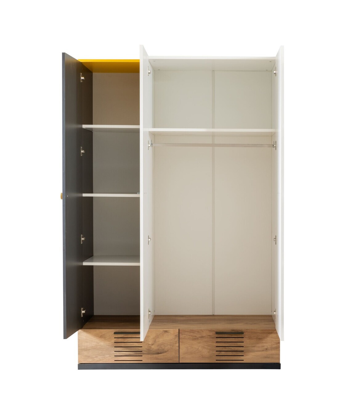Dulap pentru haine, Hanah Home, Relax 3, 130x200x60 cm, PAL, Alb / Antracit / Galben / Maro - view 2