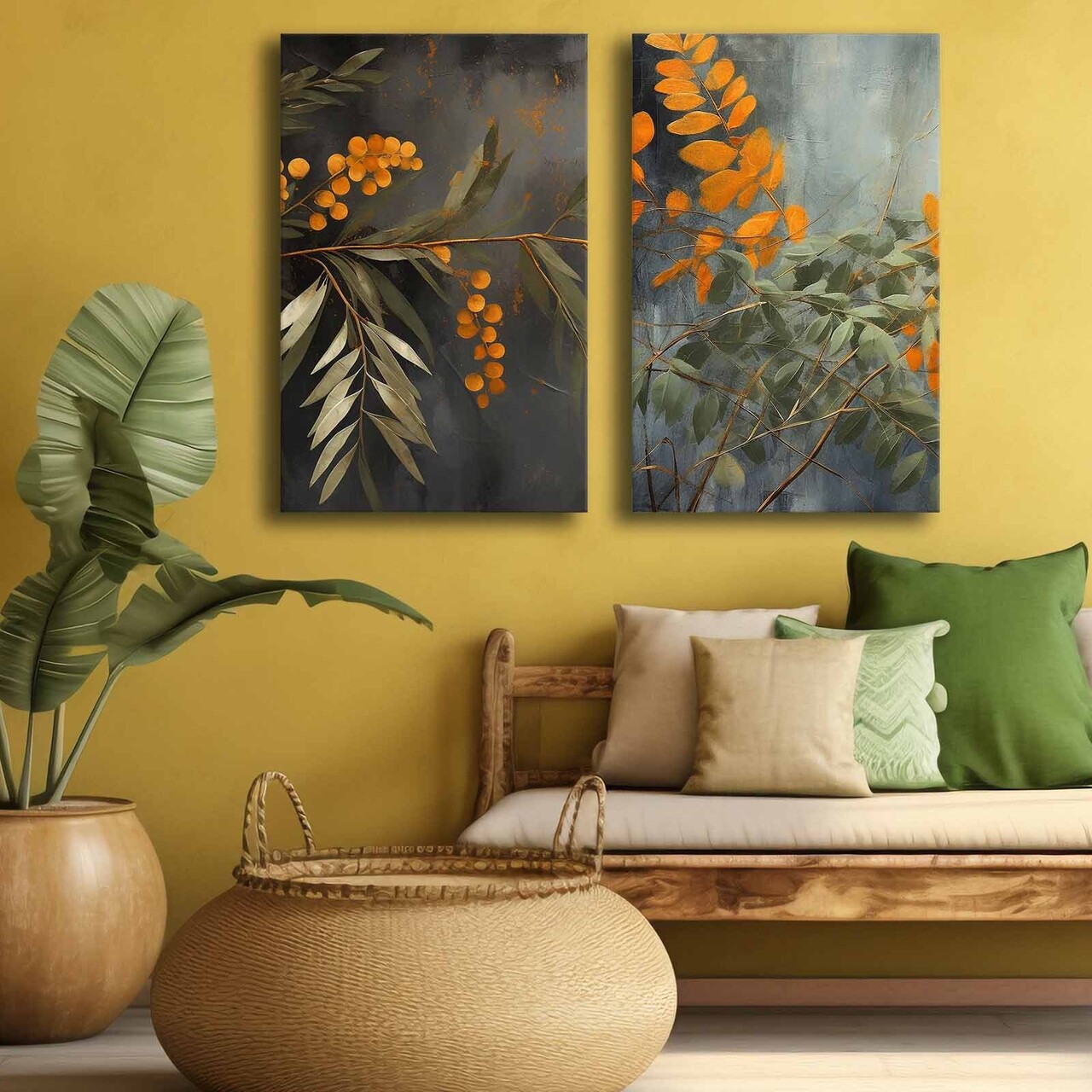 Set 3 tablouri decorative 2p4570softc-003 Lemn Multicolor