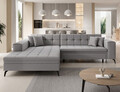 Coltar extensibil stanga 4 locuri ELTAP, Sol-09, Solange, 292x196x84 cm, lemn/poliester, gri deschis