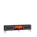 Comoda TV, Hanah Home, Orion Fireplace, 150x44.6x29.6 cm, PAL , Antracit / Argintiu