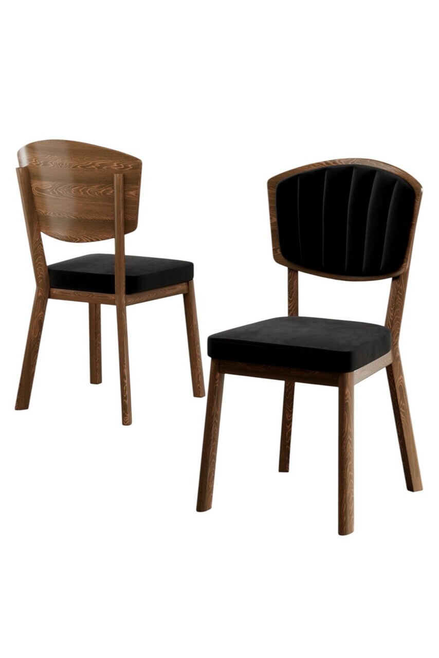Set scaune 4 piese, Hanah Home, Nape, Negru / Aspect de lemn — imaginea 2