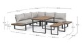 Set mobilier pentru gradina/terasa 5 piese Sven, Bizzotto, aluminiu/placaj/poliester, gri carbune