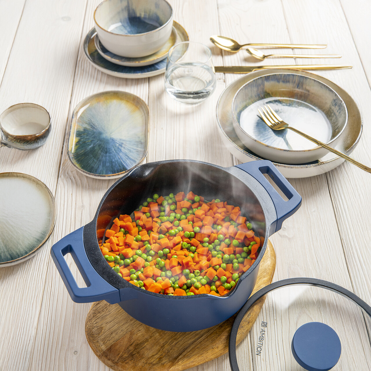 Tigaie Cobalt, Ambition, 30 cm, aluminiu, bleumarin - imagine 6