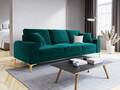 Canapea, Madara, Mazzini Sofas, 3 locuri, gold legs, 222x102x90 cm, catifea, turcoaz
