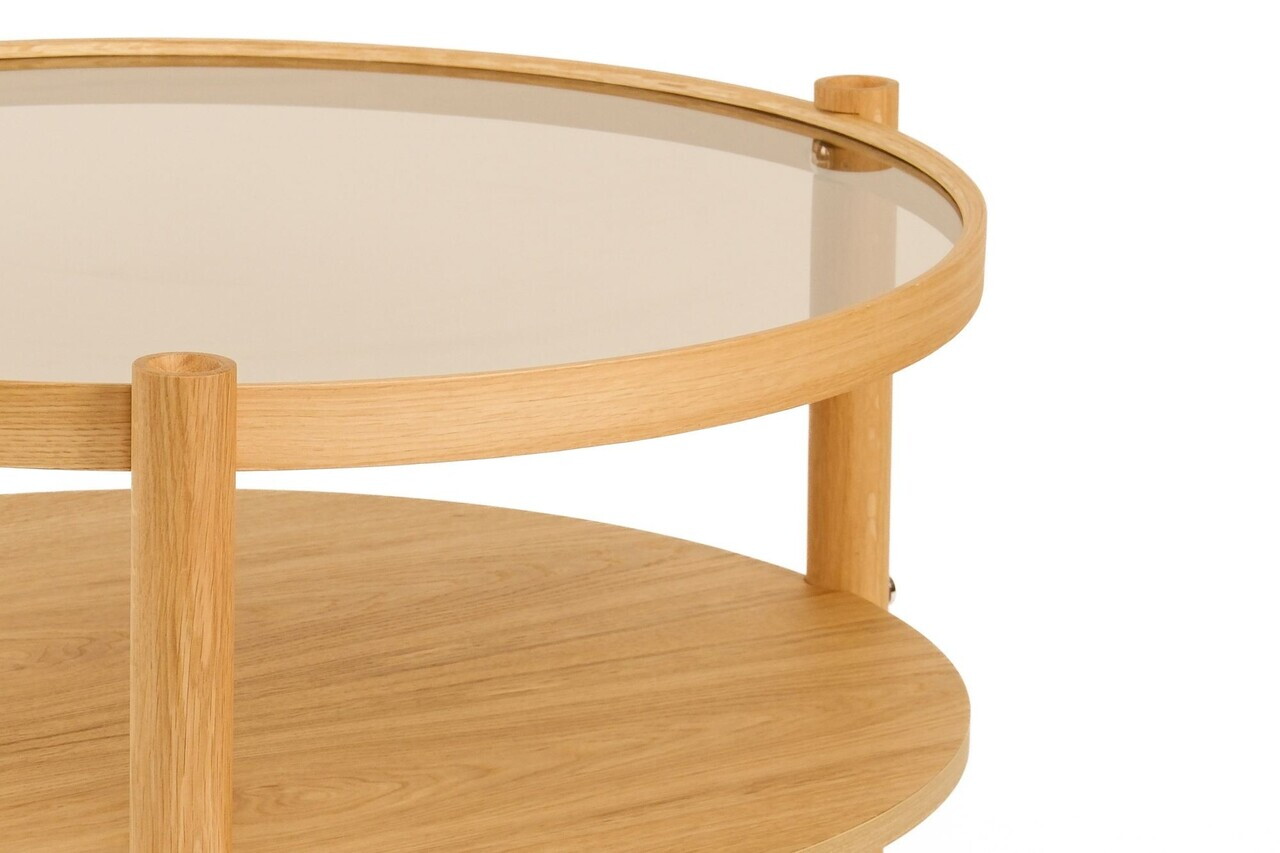 Masuta de cafea, Hanah Home, Monza 80, 80x48x80 cm, LEMN MASIV DE STEJAR, Stejar — imaginea 4