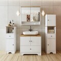 Set Dulap de Baie cu Chiuvetă și Oglindă (4 Piese), Hanah Home, 2395, MDF-LAM, Alb mat