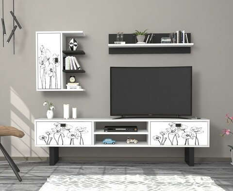 Mobilier living raffline, 3 corpuri, 180x29.5x110.5 cm, pal , alb