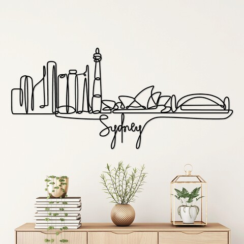Decoratiune de perete, sydney, metal, grosime: 2 mm, negru