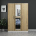 Dulap pentru haine, Minerva, Kale Walnut, 135x210x52 cm, PAL, Maro
