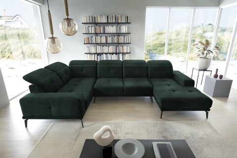 Coltar stanga 6 locuri ELTAP, LT-35LO, Neviro, 350x201x77 cm, lemn/poliester, verde inchis