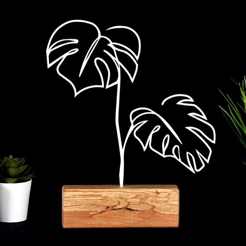 Decoratiune, leafs, 17x30x3.5 cm, metal, alb